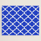 White Quatrefoil Pattern Outline With Royal Blue Background Jigsaw Puzzle Gallery Image 1