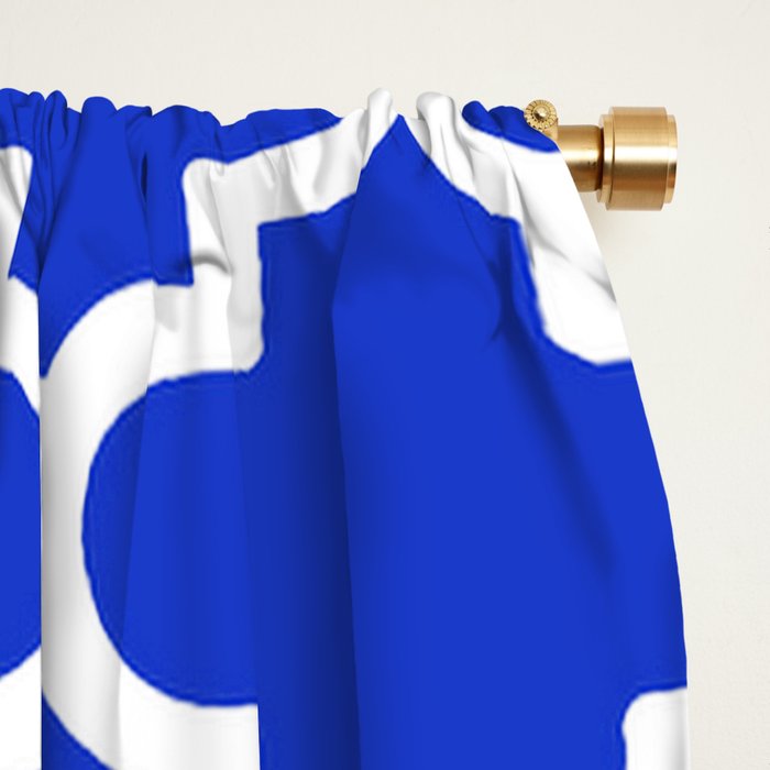 White Quatrefoil Pattern Outline With Royal Blue Background Window Curtain Gallery Image 2