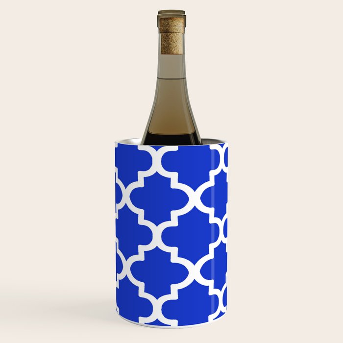 White Quatrefoil Pattern Outline With Royal Blue Background Wine Chiller Gallery Image 2