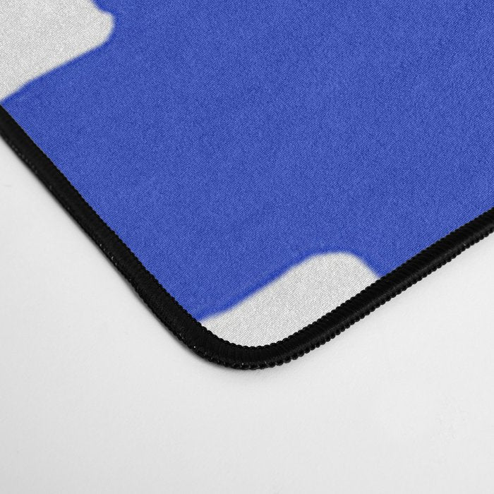 White Quatrefoil Pattern Outline With Royal Blue Background Desk Mat Gallery Image 4
