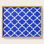 White Quatrefoil Pattern Outline With Royal Blue Background Serving Tray Gallery Image 1