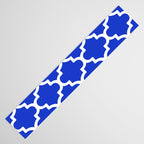 White Quatrefoil Pattern Outline With Royal Blue Background Table Runner Gallery Image 3