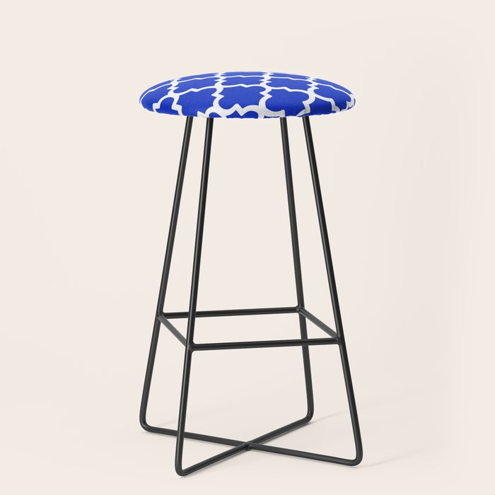 White Quatrefoil Pattern Outline With Royal Blue Background Stool Gallery Image 1