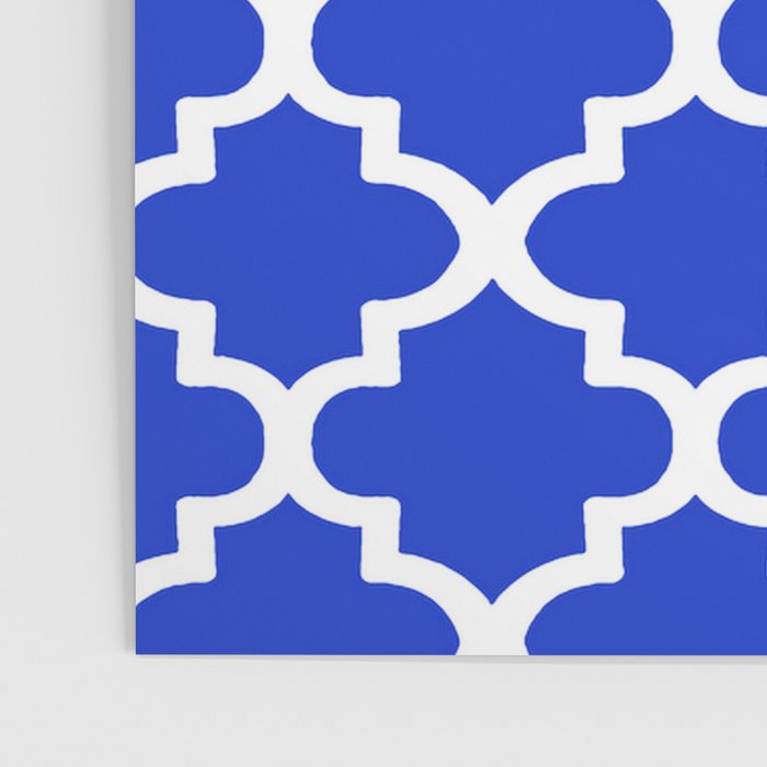 White Quatrefoil Pattern Outline With Royal Blue Background Poster Gallery Image 3