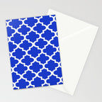 White Quatrefoil Pattern Outline With Royal Blue Background Stationery Card Gallery Image 2