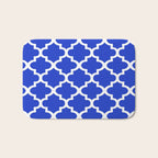 White Quatrefoil Pattern Outline With Royal Blue Background Bath Mat Gallery Image 1