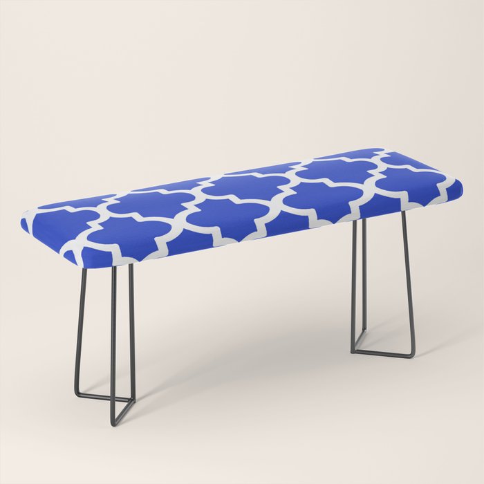 White Quatrefoil Pattern Outline With Royal Blue Background Bench Gallery Image 1