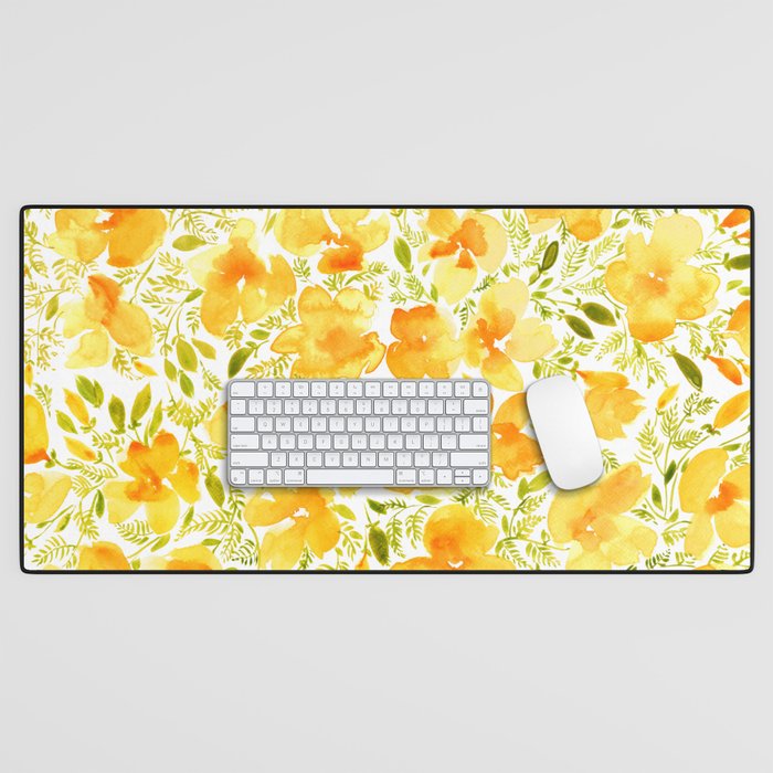 Watercolor California poppies (Quad set, #2) Desk Mat Gallery Image 1