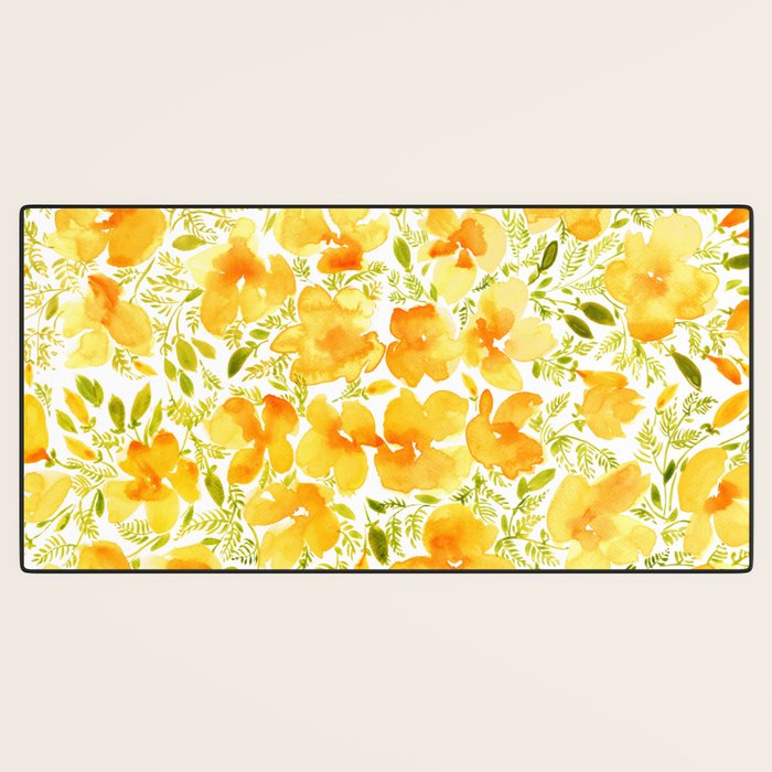 Watercolor California poppies (Quad set, #2) Desk Mat Gallery Image 3