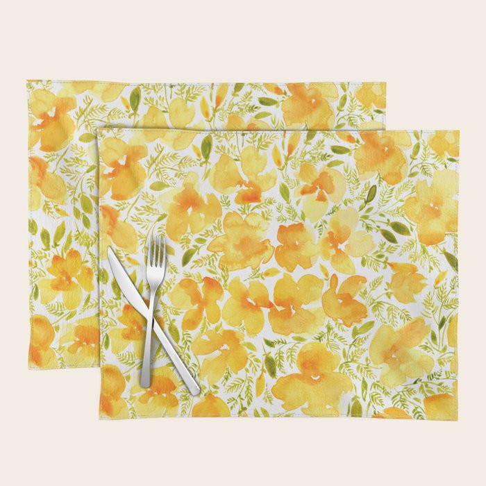 Watercolor California poppies (Quad set, #2) Placemat Gallery Image 1