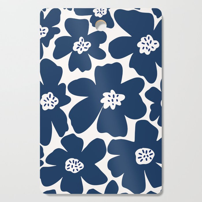 Retro Daisy - Blue Navy and white Cutting Board Gallery Image 1