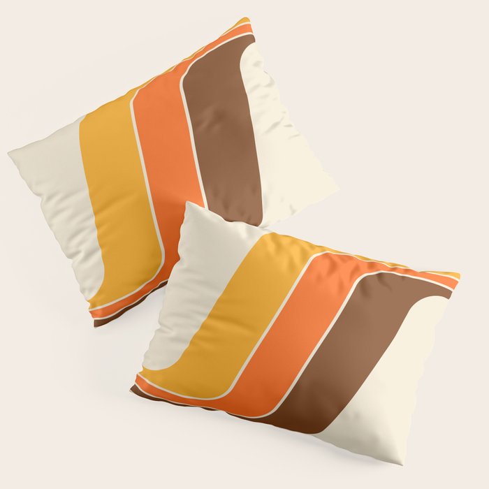Retro 70s Stripe Colorful Rainbow 521 Pillow Sham Gallery Image 1