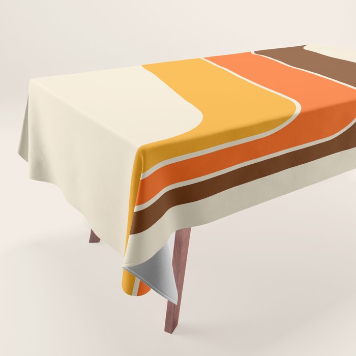 Retro 70s Stripe Colorful Rainbow 521 Tablecloth Gallery Image 1