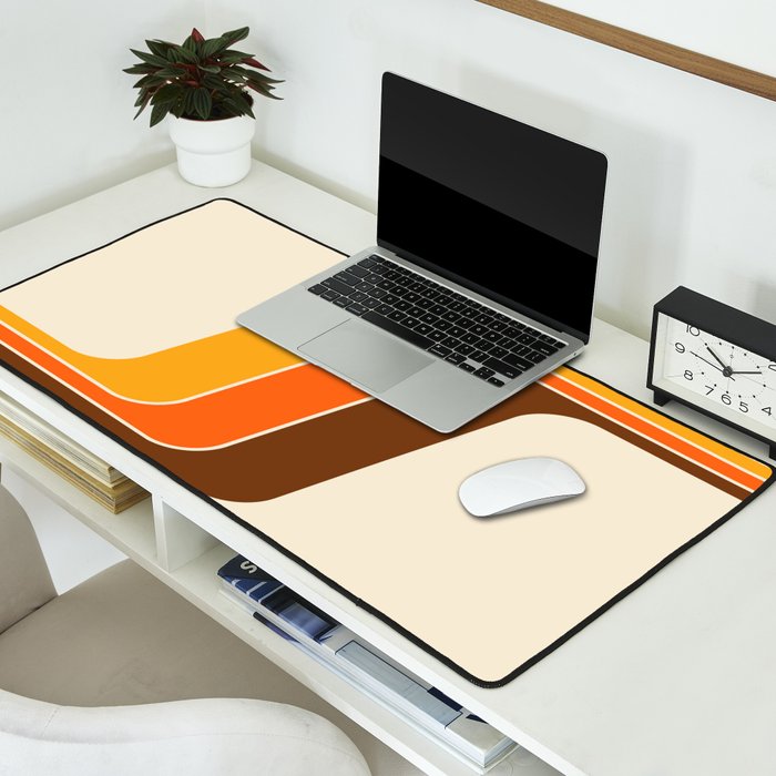 Retro 70s Stripe Colorful Rainbow 521 Desk Mat Gallery Image 2