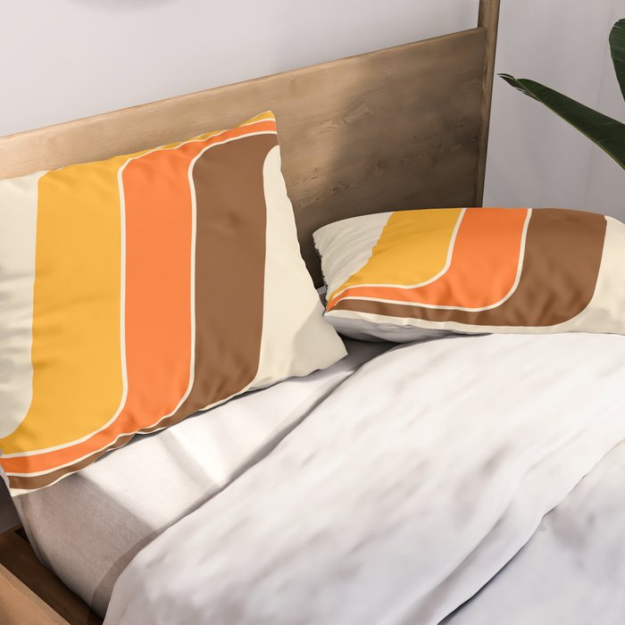 Retro 70s Stripe Colorful Rainbow 521 Pillow Sham Gallery Image 2