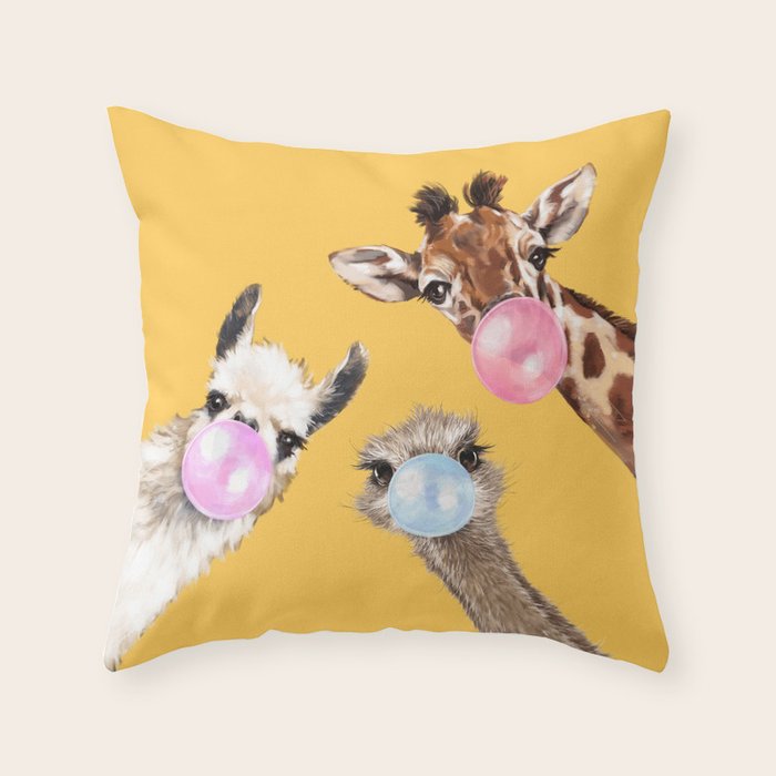 Bubble Gum Gang in Yellow Throw Pillow Gallery Image 6