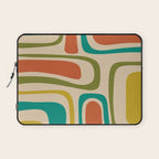 Palm Springs Mid Century Modern Abstract Pattern in Mid Mod Olive, Burnt Orange, Mustard, Teal, and Beige Laptop Sleeve Gallery Image 1