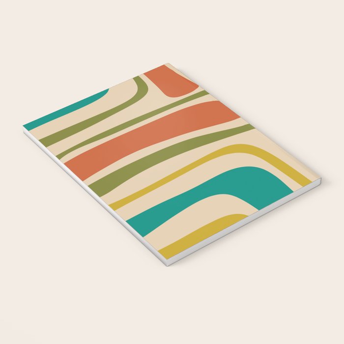 Palm Springs Mid Century Modern Abstract Pattern in Mid Mod Olive, Burnt Orange, Mustard, Teal, and Beige Notebook Gallery Image 3