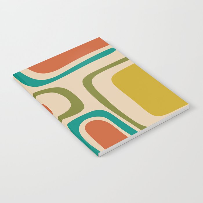 Palm Springs Mid Century Modern Abstract Pattern in Mid Mod Olive, Burnt Orange, Mustard, Teal, and Beige Notebook Gallery Image 1