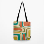 Palm Springs Mid Century Modern Abstract Pattern in Mid Mod Olive, Burnt Orange, Mustard, Teal, and Beige Tote Bag Gallery Image 2
