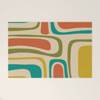 Palm Springs Mid Century Modern Abstract Pattern in Mid Mod Olive, Burnt Orange, Mustard, Teal, and Beige Welcome Mat Gallery Image 1