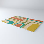 Palm Springs Mid Century Modern Abstract Pattern in Mid Mod Olive, Burnt Orange, Mustard, Teal, and Beige Rug Gallery Image 3