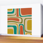 Palm Springs Mid Century Modern Abstract Pattern in Mid Mod Olive, Burnt Orange, Mustard, Teal, and Beige Wall Mural Gallery Image 2