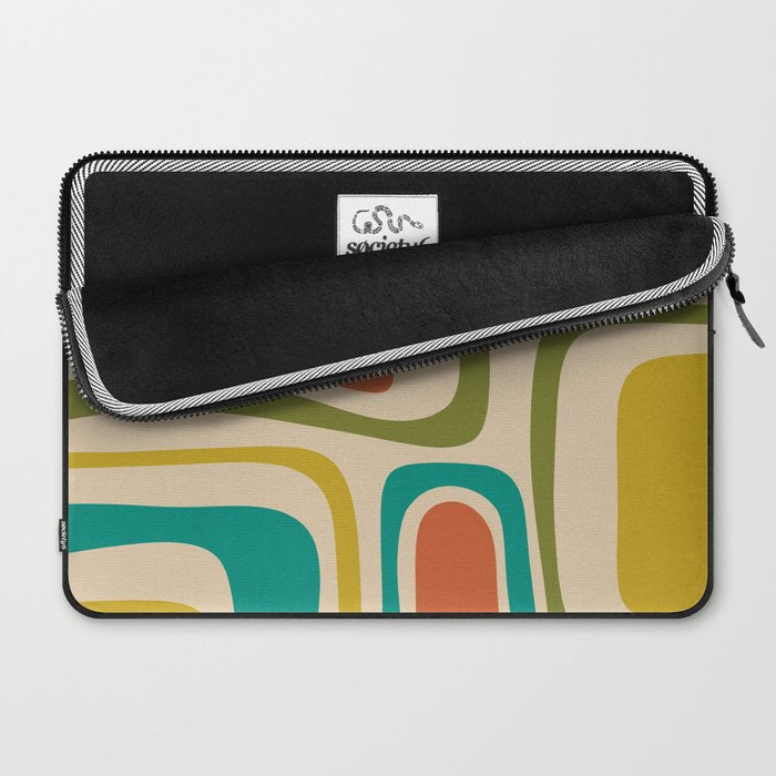 Palm Springs Mid Century Modern Abstract Pattern in Mid Mod Olive, Burnt Orange, Mustard, Teal, and Beige Laptop Sleeve Gallery Image 2