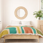 Palm Springs Mid Century Modern Abstract Pattern in Mid Mod Olive, Burnt Orange, Mustard, Teal, and Beige Duvet Cover Gallery Image 3