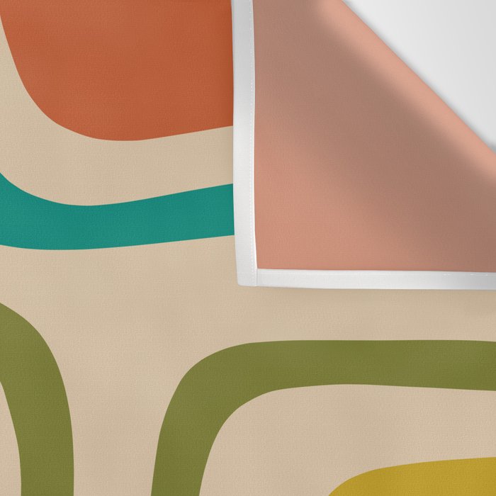 Palm Springs Mid Century Modern Abstract Pattern in Mid Mod Olive, Burnt Orange, Mustard, Teal, and Beige Wall Tapestry Gallery Image 3