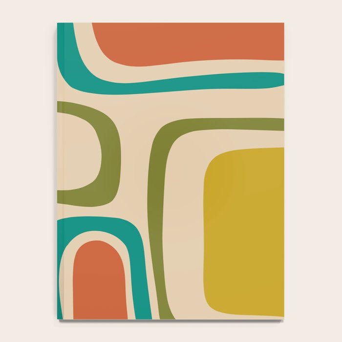 Palm Springs Mid Century Modern Abstract Pattern in Mid Mod Olive, Burnt Orange, Mustard, Teal, and Beige Notebook Gallery Image 4