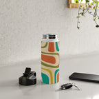 Palm Springs Mid Century Modern Abstract Pattern in Mid Mod Olive, Burnt Orange, Mustard, Teal, and Beige Water Bottle Gallery Image 4