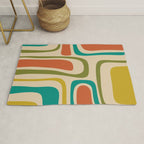 Palm Springs Mid Century Modern Abstract Pattern in Mid Mod Olive, Burnt Orange, Mustard, Teal, and Beige Rug Gallery Image 1