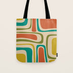 Palm Springs Mid Century Modern Abstract Pattern in Mid Mod Olive, Burnt Orange, Mustard, Teal, and Beige Tote Bag Gallery Image 1