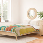 Palm Springs Mid Century Modern Abstract Pattern in Mid Mod Olive, Burnt Orange, Mustard, Teal, and Beige Duvet Cover Gallery Image 2