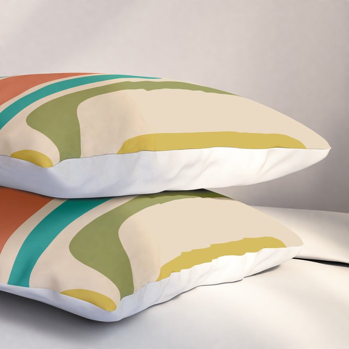 Palm Springs Mid Century Modern Abstract Pattern in Mid Mod Olive, Burnt Orange, Mustard, Teal, and Beige Pillow Sham Gallery Image 3