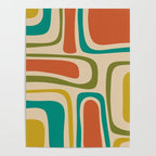 Palm Springs Mid Century Modern Abstract Pattern in Mid Mod Olive, Burnt Orange, Mustard, Teal, and Beige Poster Gallery Image 4