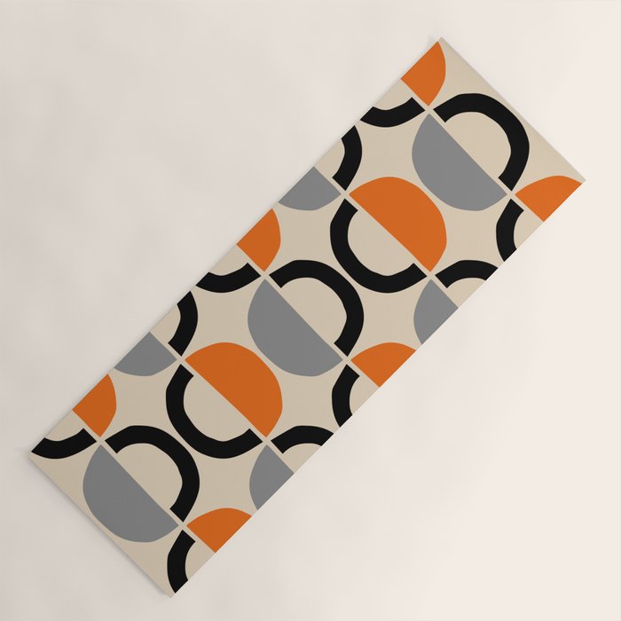Mid Century Decor 548 Beige Black Gray and Orange Yoga Mat Gallery Image 1