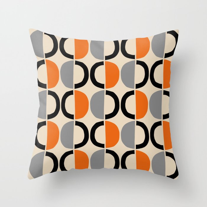 Mid Century Decor 548 Beige Black Gray and Orange Throw Pillow Gallery Image 1