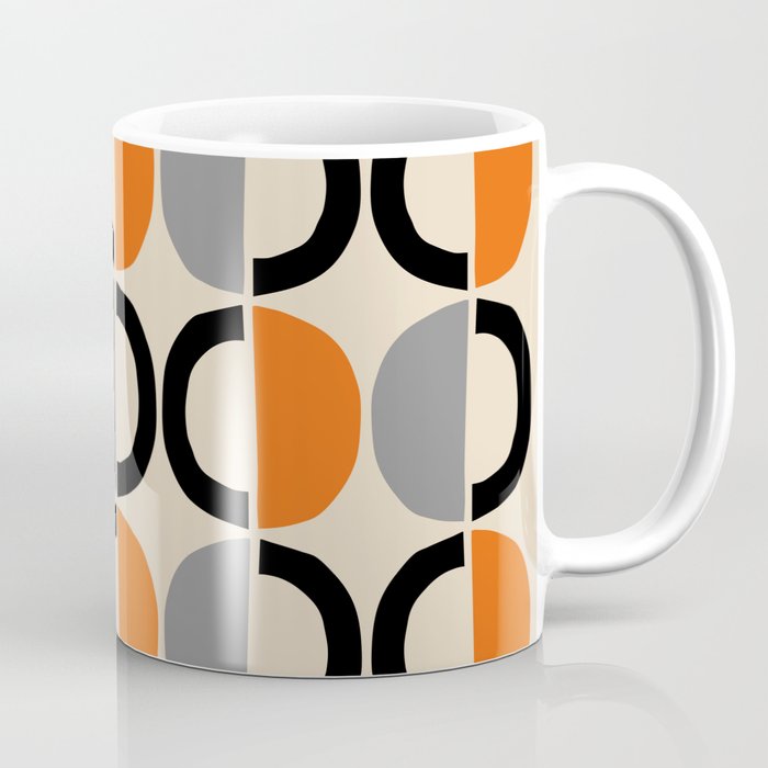 Mid Century Decor 548 Beige Black Gray and Orange Coffee Mug Gallery Image 1