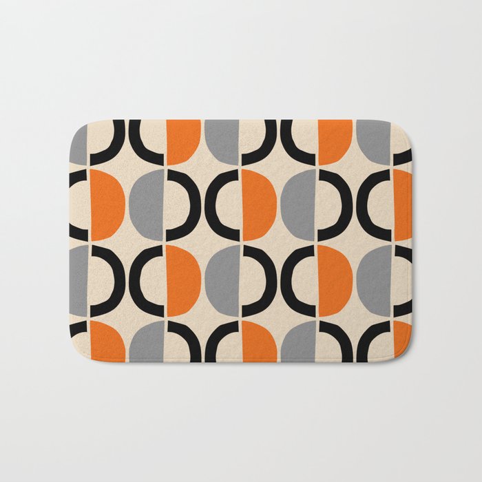 Mid Century Decor 548 Beige Black Gray and Orange Bath Mat Gallery Image 1