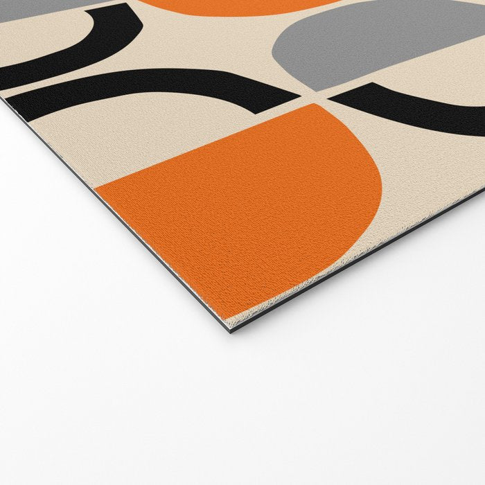 Mid Century Decor 548 Beige Black Gray and Orange Welcome Mat Gallery Image 2