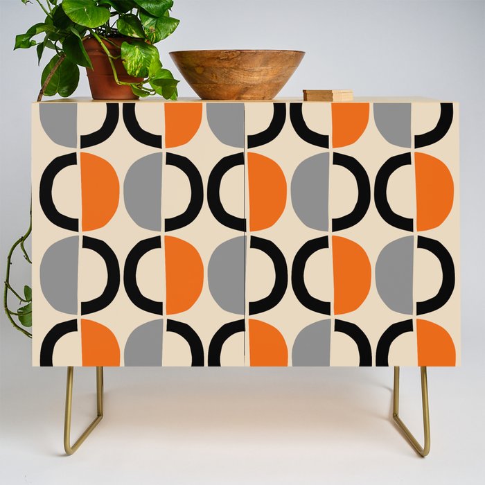 Mid Century Decor 548 Beige Black Gray and Orange Credenza Gallery Image 1