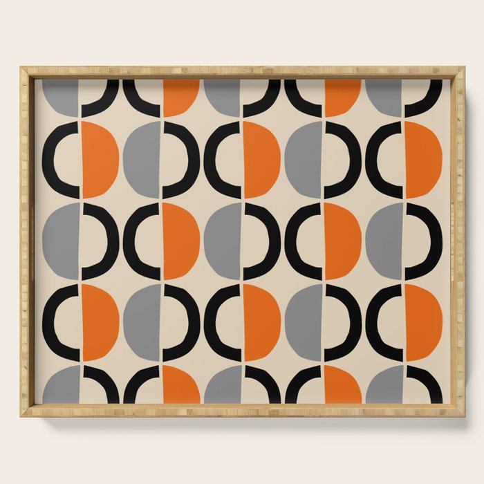 Mid Century Decor 548 Beige Black Gray and Orange Serving Tray Gallery Image 1