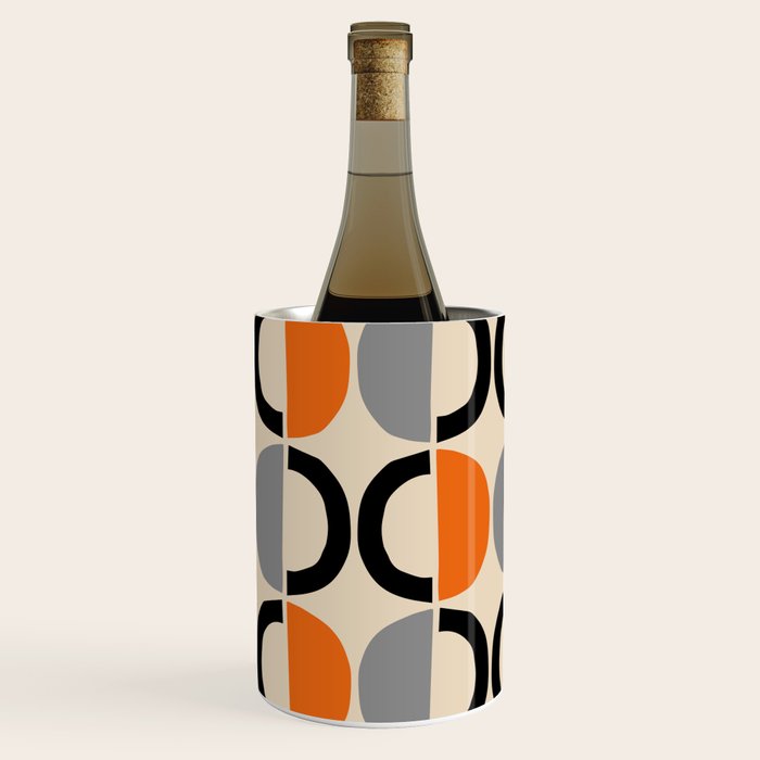 Mid Century Decor 548 Beige Black Gray and Orange Wine Chiller Gallery Image 2