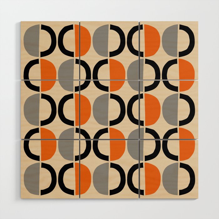 Mid Century Decor 548 Beige Black Gray and Orange Wood Wall Art Gallery Image 1