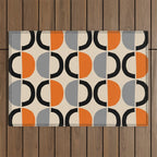 Mid Century Decor 548 Beige Black Gray and Orange Outdoor Rug Gallery Image 1