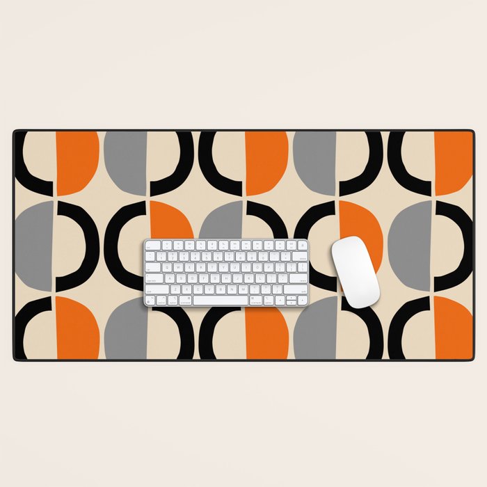 Mid Century Decor 548 Beige Black Gray and Orange Desk Mat Gallery Image 1