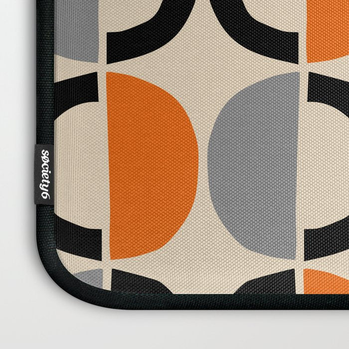 Mid Century Decor 548 Beige Black Gray and Orange Laptop Sleeve Gallery Image 3