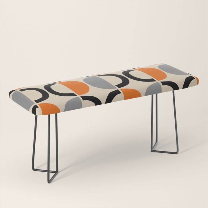 Mid Century Decor 548 Beige Black Gray and Orange Bench Gallery Image 1